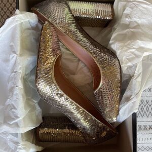 J. Crew Shimmering Gold Sequin Heels